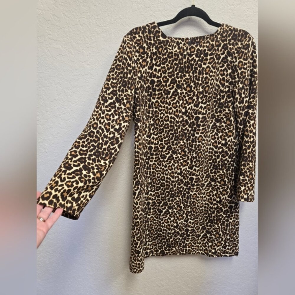 J. CREW NWT Long Sleeve Leopard Print Shift Dress Size 6